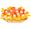 Porçao de batata frita no vitrola